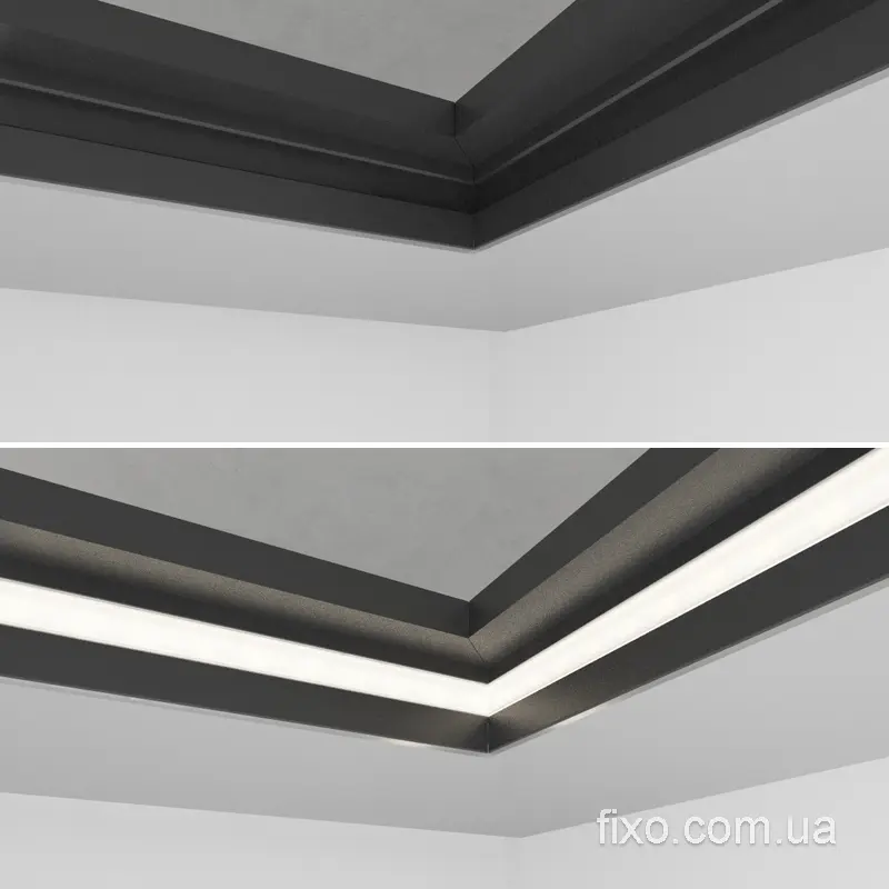 монтаж зовнішнього кута парящего профиля МП2