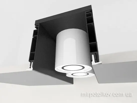 високі ніші для світильників в натяжній стелі