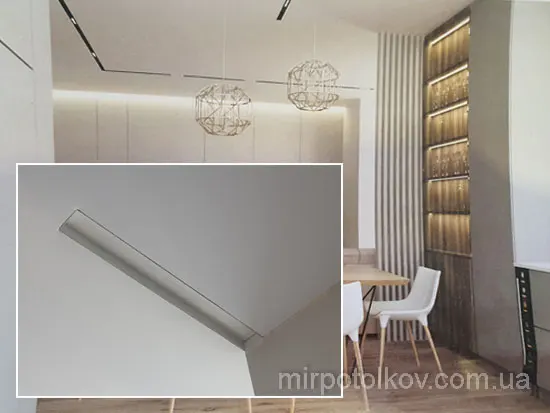 ніша для вбудування рейок в натяжну стелю