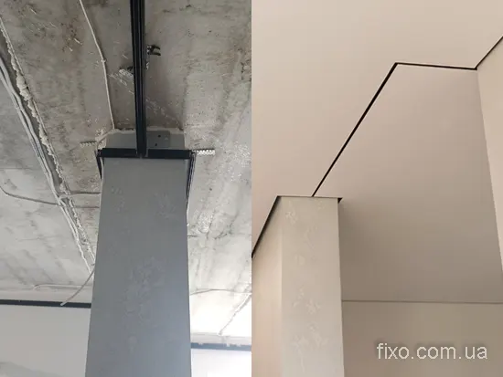 тіньовий стик двох полотен натяжної стелі