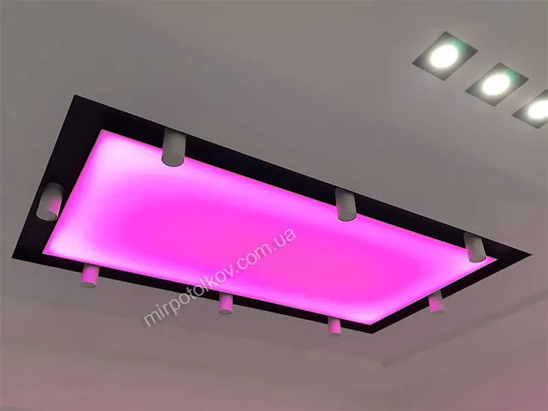 вбудовані світильники в ніші на натяжній стелі