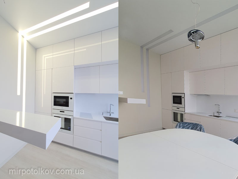 світлові лінії переходять зі стелі на стіну