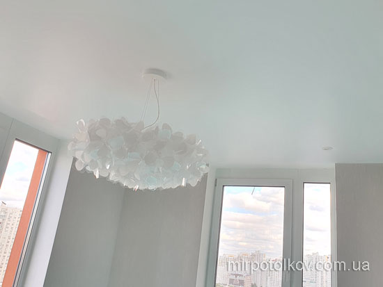 біла матова стеля на кухні