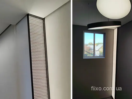 світлова зона на стіні зі стелі